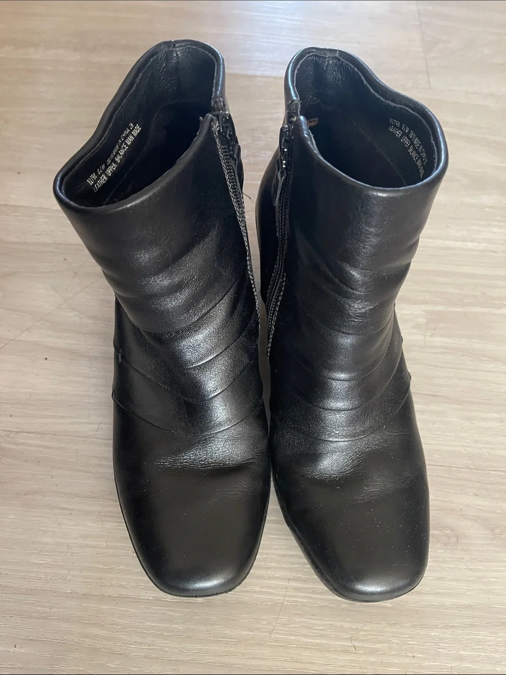 Clarks Black Leather Mid-Calf Ankle Boots with Side Zipper